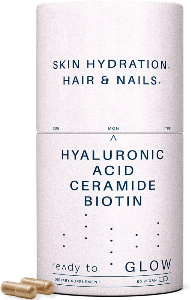 Glow Anti Aging Supplement - Hyabest® Hyaluronic Acid, Ceramide, 5000 mcg Biotin, Vitamin A, C, ... | Amazon (US)