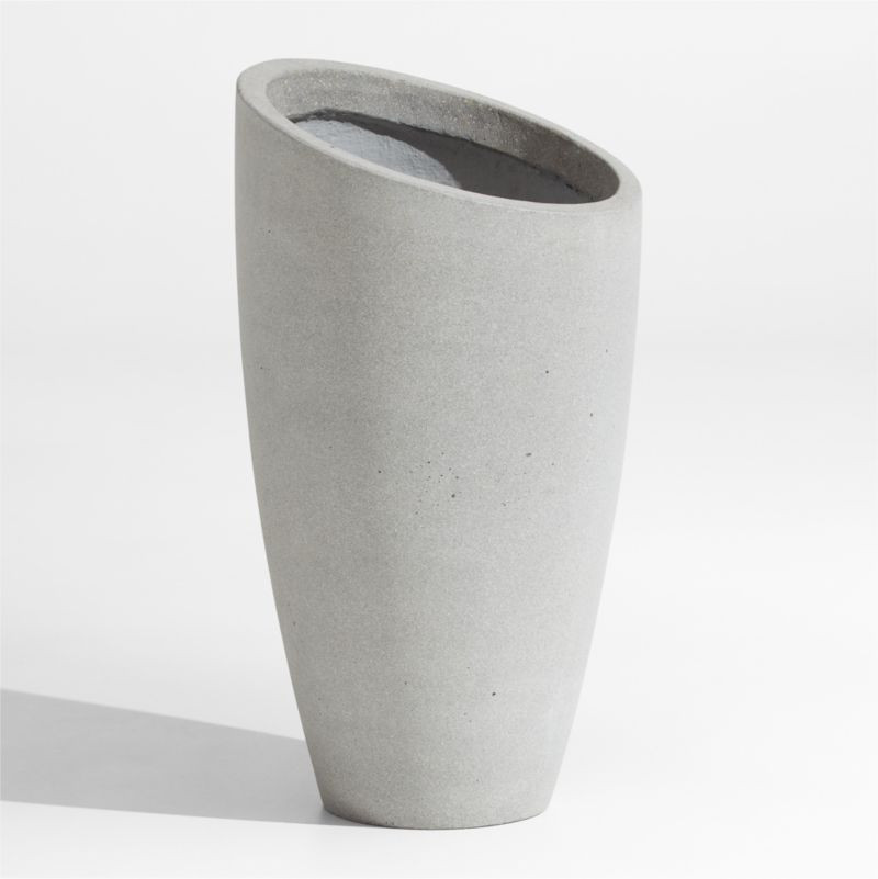 Slant Light Grey Tall Indoor/Outdoor Planter + Reviews | Crate & Barrel | Crate & Barrel
