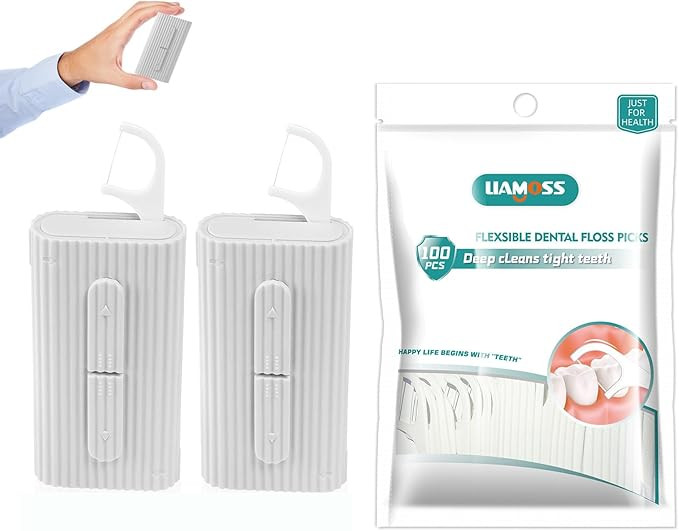 Dental Floss Picks-LIAMOSS Flossers with Floss Dispenser,No-Break & No-Shard Adults Toothpicks St... | Amazon (US)