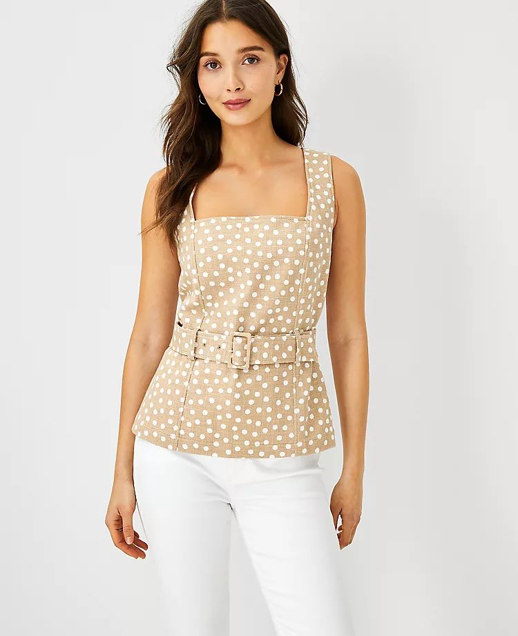 Dotted Belted Square Neck Shell | Ann Taylor | Ann Taylor (US)