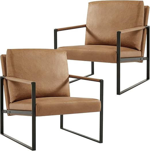 VUMALL Leather Accent Chairs Set of 2 for Living Room Chairs with Extra Thick Padded Backrest and... | Amazon (US)