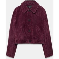 Zara - 100% Suede Leather Jacket - Burgundy - S - Woman | Zara US
