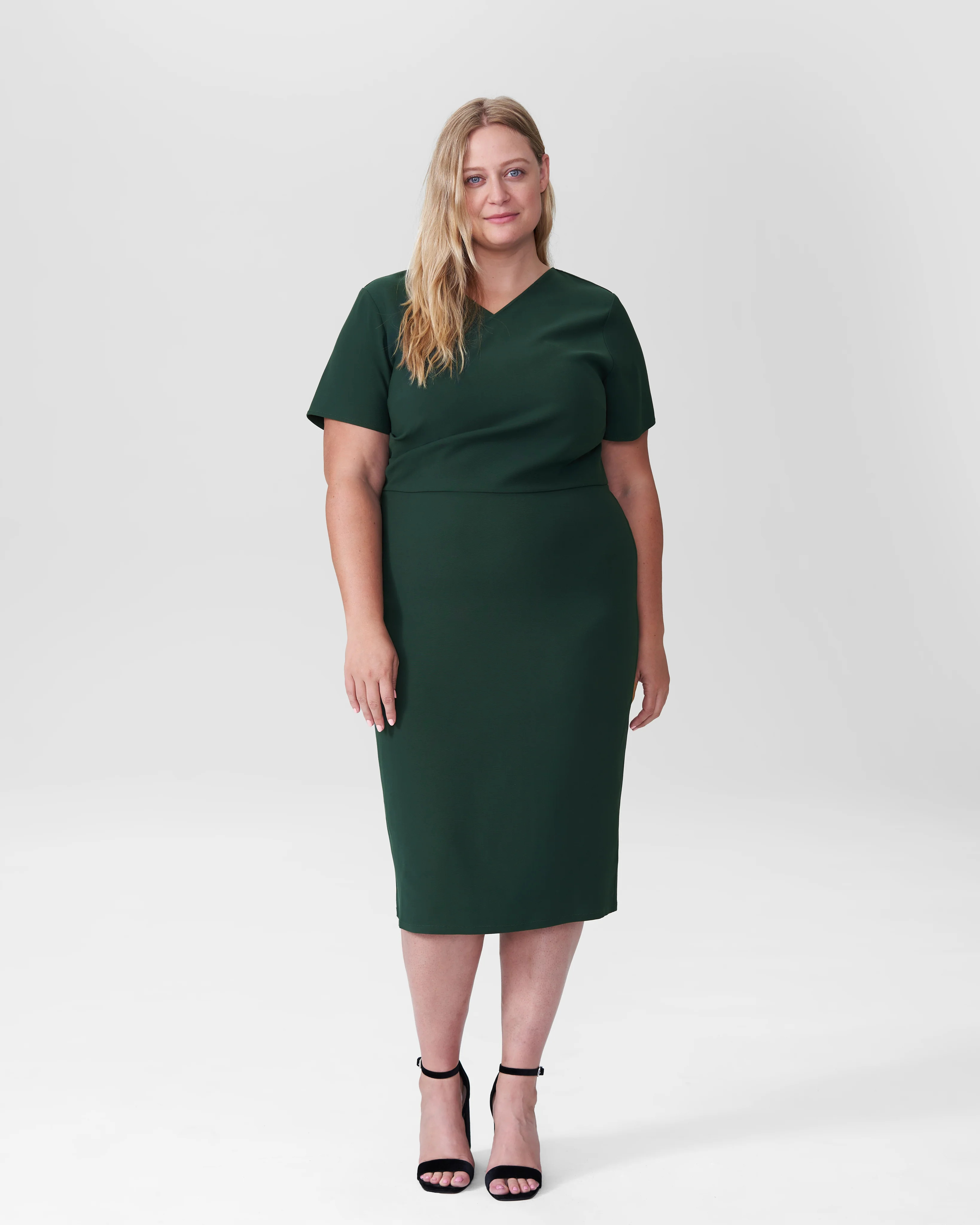 Mary Double Luxe Dress - Forest Green | Universal Standard