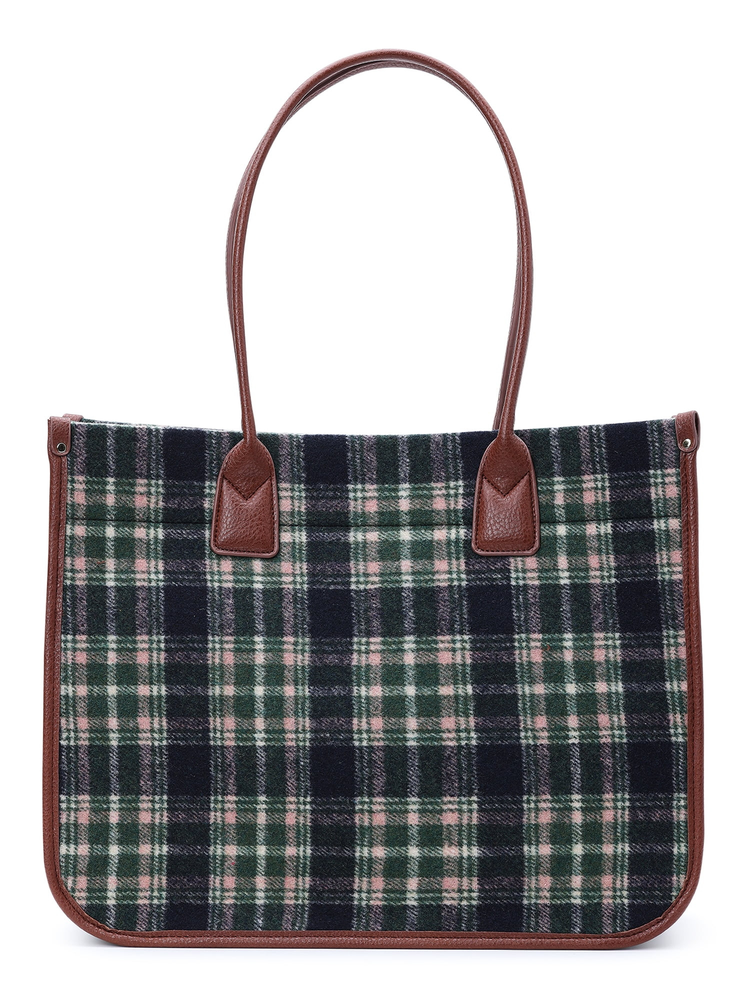 Time and Tru Women's Plaid Tote Bag, Navy | Walmart (US)