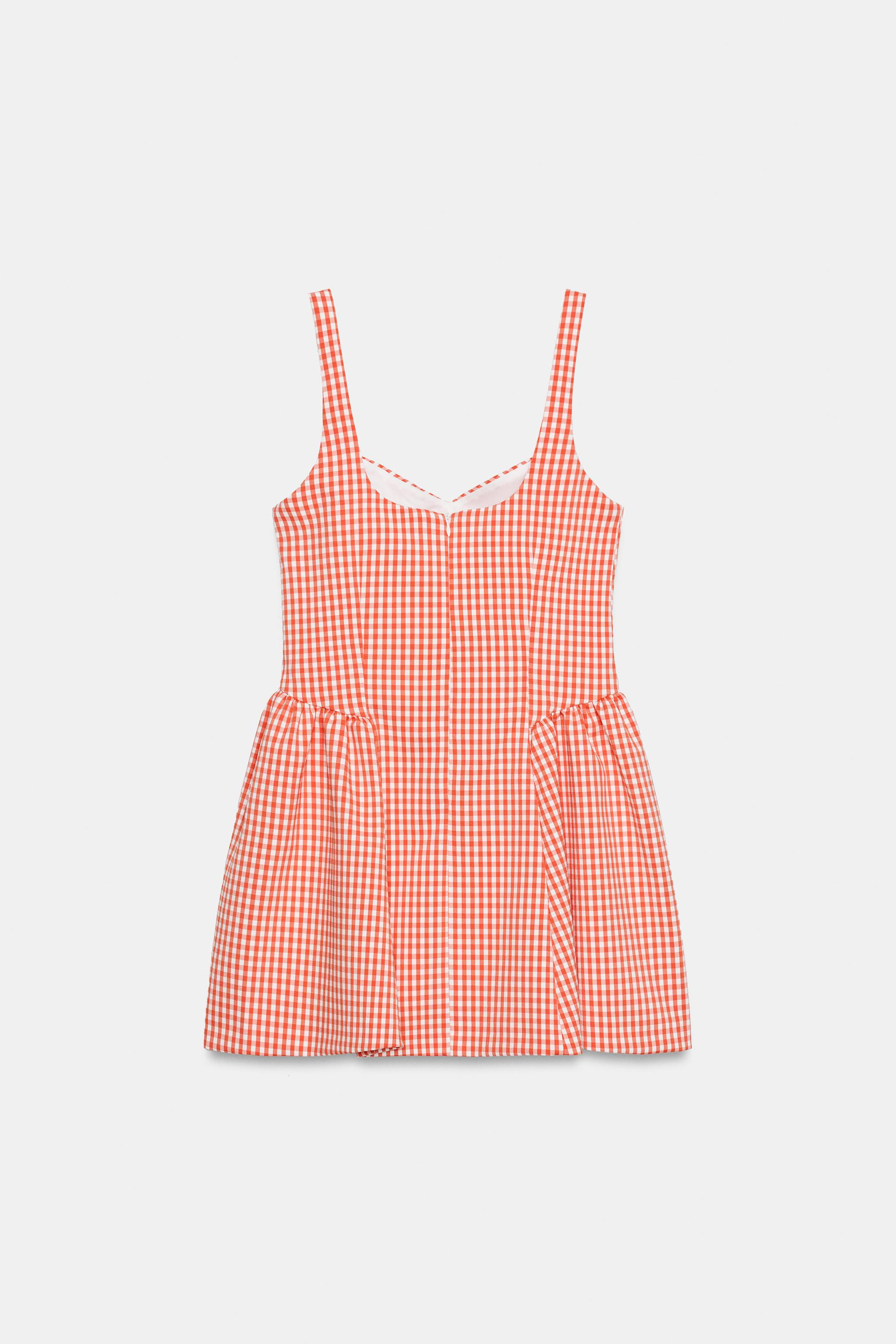 GINGHAM VOLUMINOUS MINI DRESS | Zara US