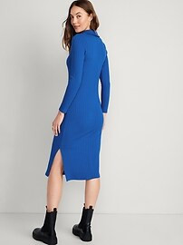 Fitted Rib-Knit Midi Polo Dress for Women | Old Navy (US)