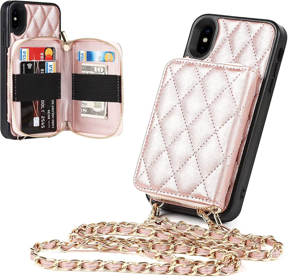 ShunJieTech for iPhone Xs Case,for iPhone X Wallet Case with Coin Pocket,Crossbody Chain Purse Wr... | Amazon (US)