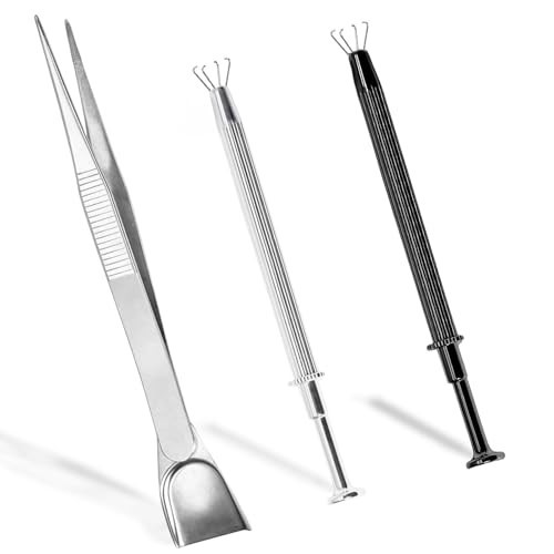 HARSKIYER 3 Pc Piercing Ball Grabber Tool Set, Stainless Steel 4 Claw Jewelry Precision Tools, Diamond Locking Tweezers for Tiny Objects IC Chip Electronic Components | Amazon (US)