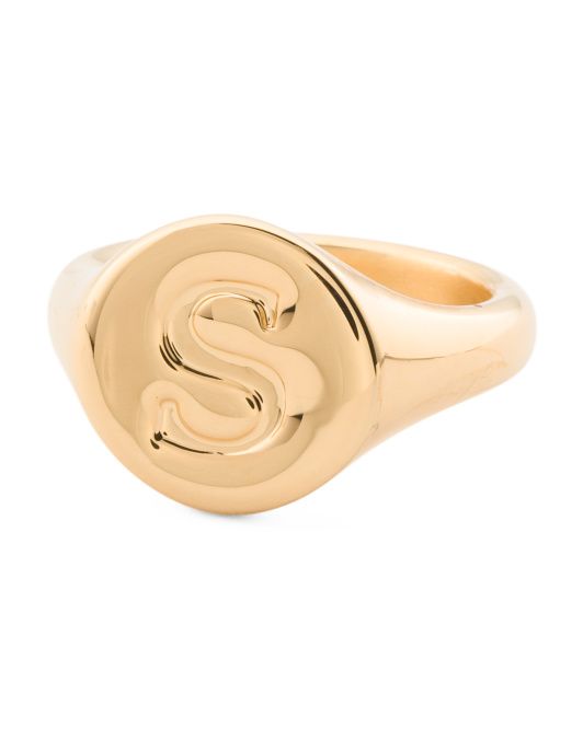 Made In Italy 14k Gold Initial Signet Ring | TJ Maxx