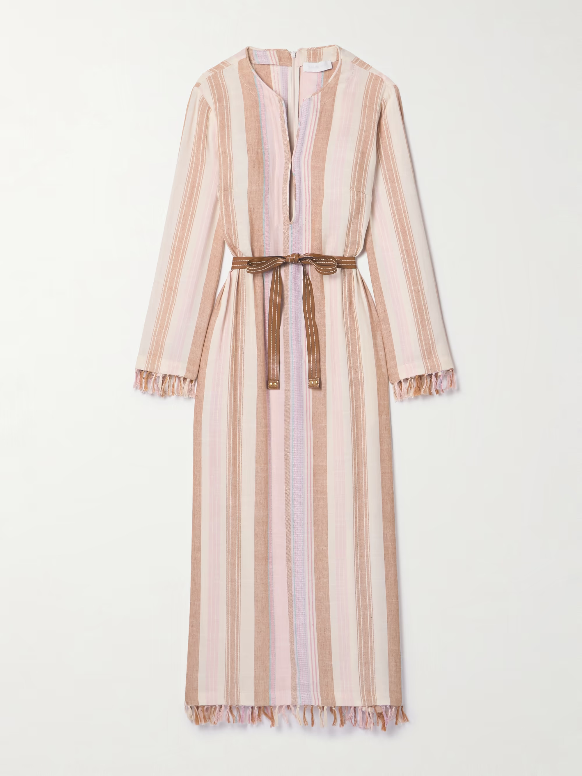 Lucky belted tasseled striped voile midi dress | NET-A-PORTER APAC