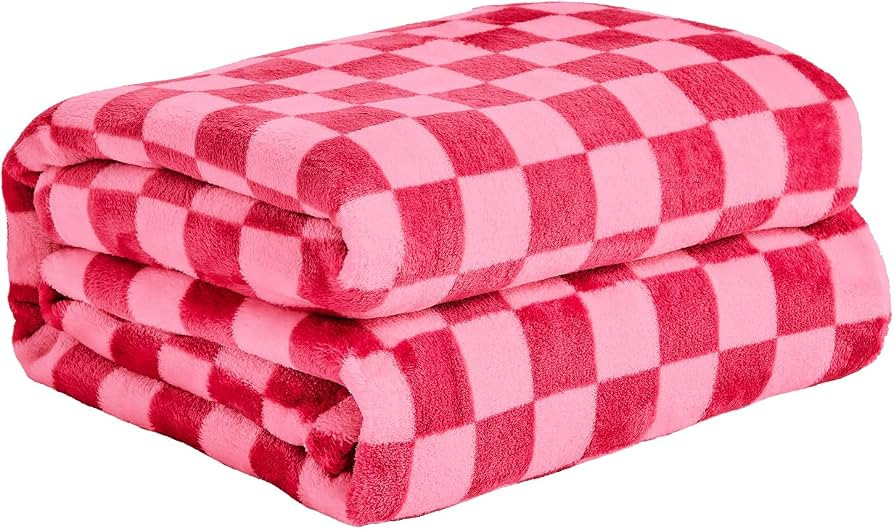 FY FIBER HOUSE Checkered Flannel Fleece Throw Blanket King Size Soft Cozy Checkerboard Grid Print... | Amazon (US)