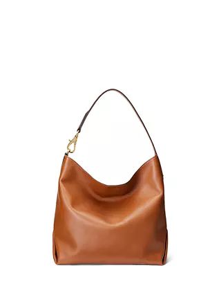 Lauren Ralph Lauren Kassie Large Leather Shoulder Bag, Tan | John Lewis (UK)