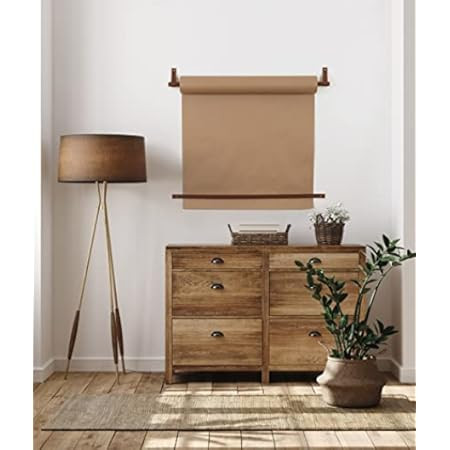 KEYAIIRA - Wall Mounted Paper Roll Holder studio kraft paper hanger w/leather straps note board disp | Amazon (US)