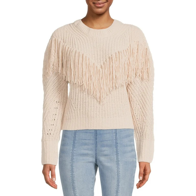 No Boundaries Junior's Fringe Sweater | Walmart (US)