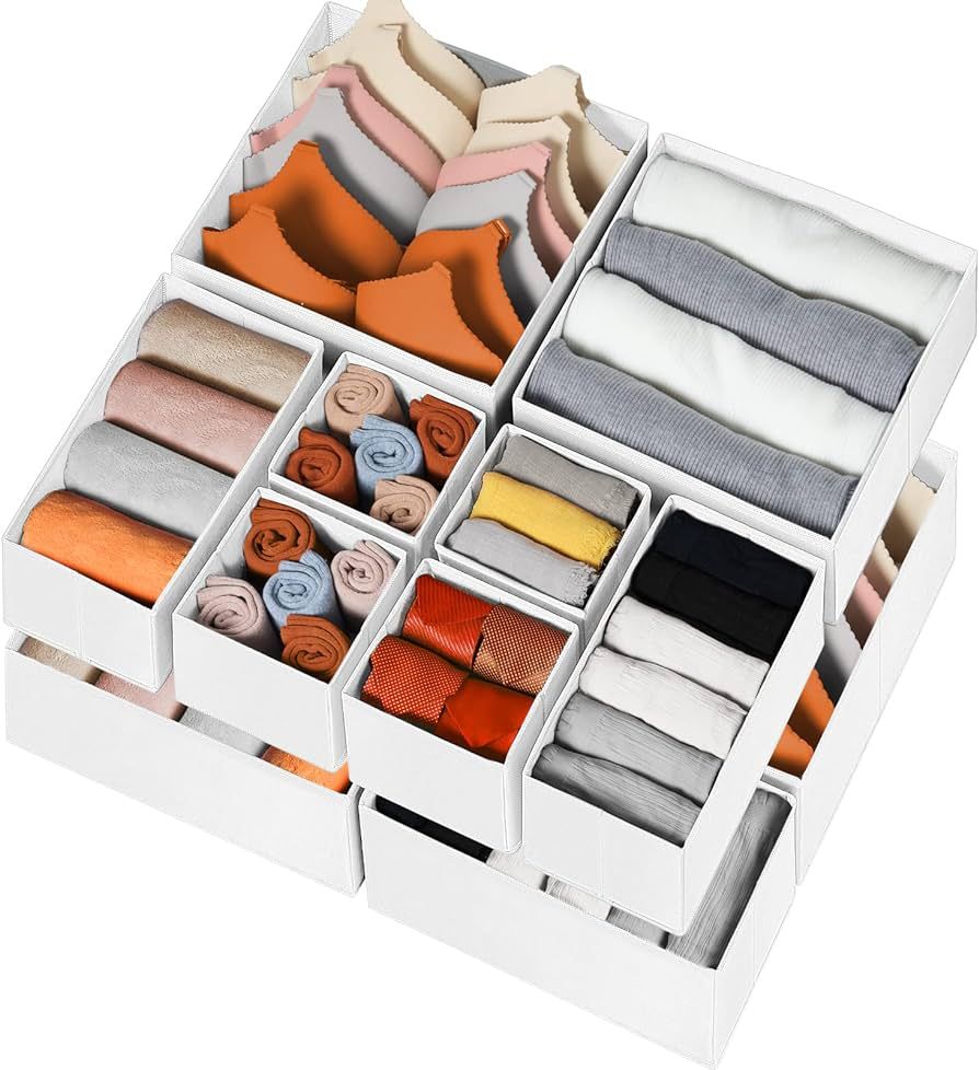 12 Pack Drawer Organizers for Clothing, Foldable Fabric Closet Organizers and Baby Nursery Storag... | Amazon (US)