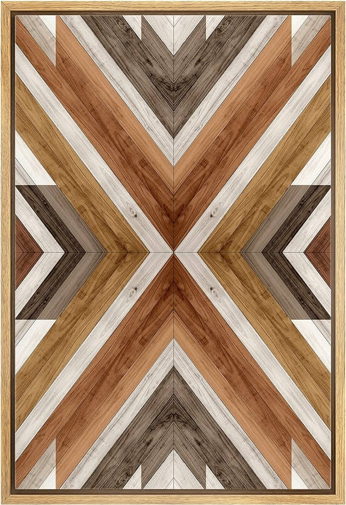 IDEA4WALL Framed Canvas Print Wall Art Western Decor Tribal Wood Panel Pattern Landscape Abstract... | Amazon (US)