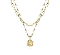 M MOOHAM Dainty Layered Initial Necklaces for Women Trendy, 14K Real Gold Plated Paperclip Chain ... | Amazon (US)