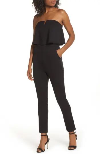 Women's Fraiche By J Strapless Ruffle Jumpsuit, Size Small - Black | Nordstrom