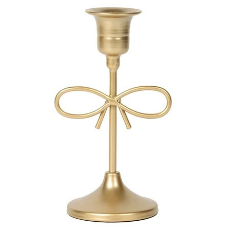 Home Decor Collection Sterling & Noble Home Gold Metal 5.91" Indoor Tabletop Taper Candleholder with Bow Accent | Walmart (US)