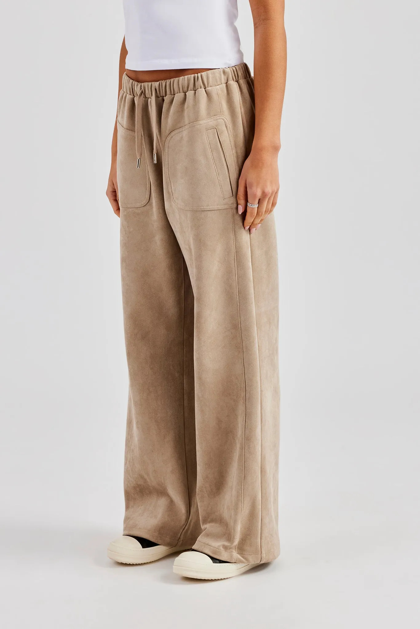 Medium Beige Cernucci Suede Wide Leg Trouser- Beige | Debenhams | Debenhams UK