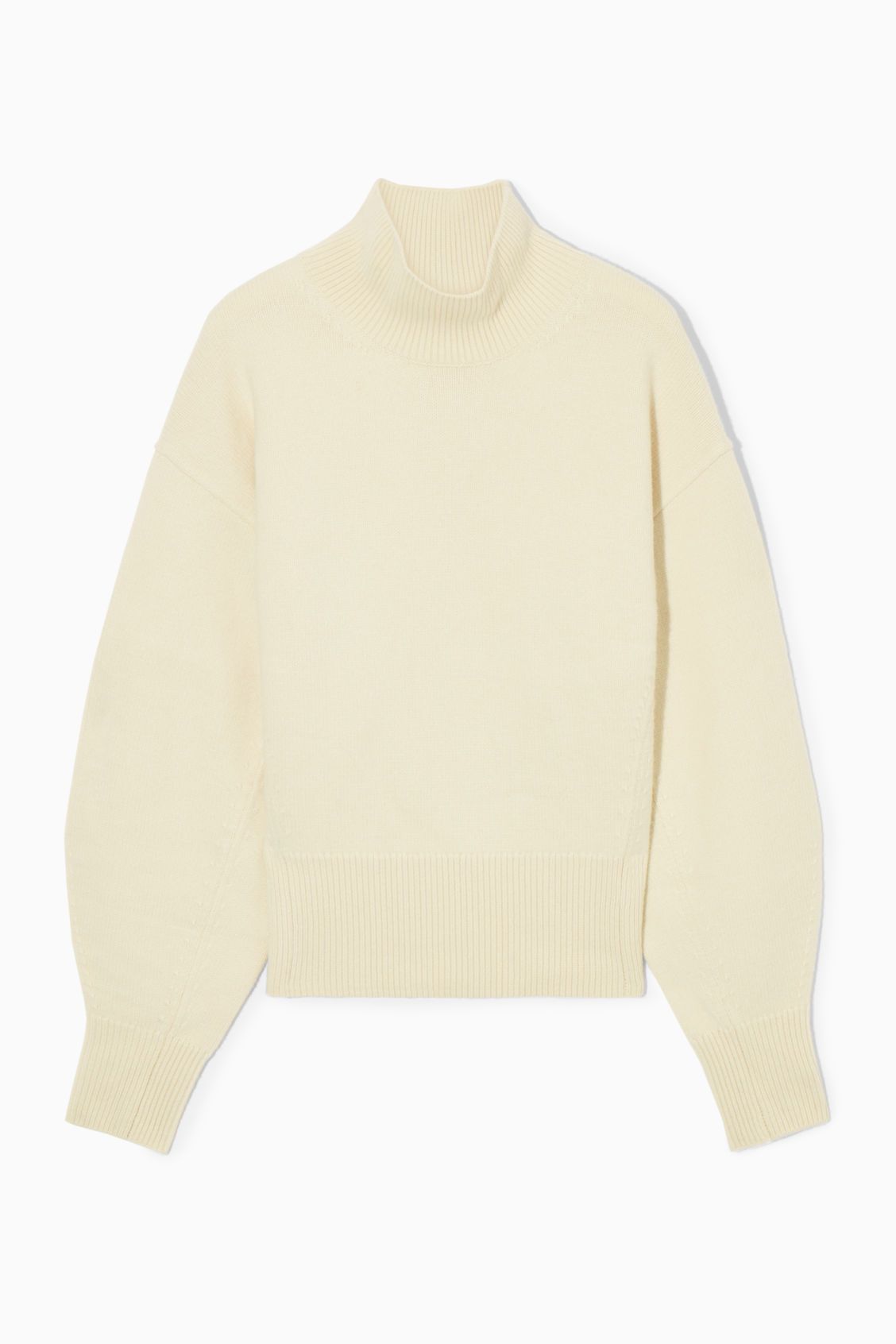 FUNNEL-NECK WAISTED WOOL SWEATER - CREAM - Knitwear - COS | COS (US)