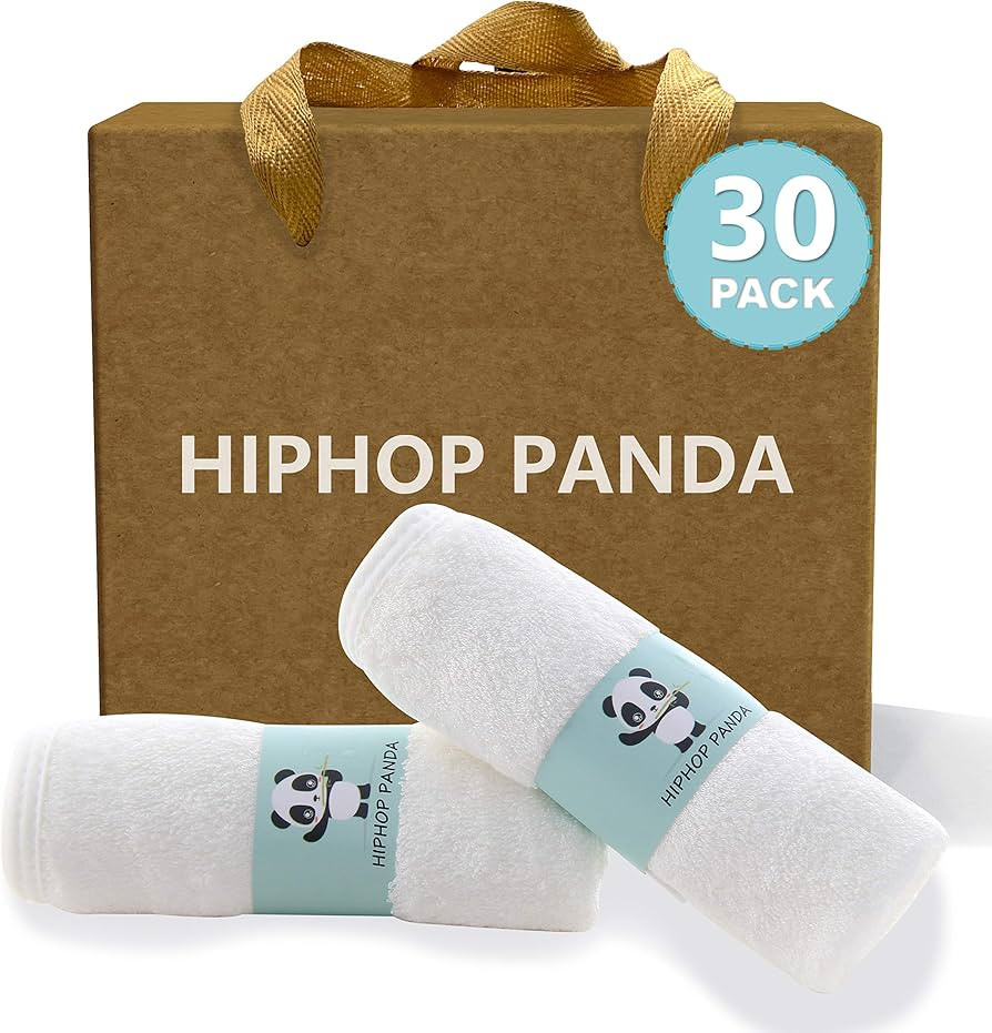 HIPHOP PANDA Bamboo Baby Washcloths,30 Pack (White) - 2 Layer Ultra Soft Absorbent Bamboo Towel - Na | Amazon (US)