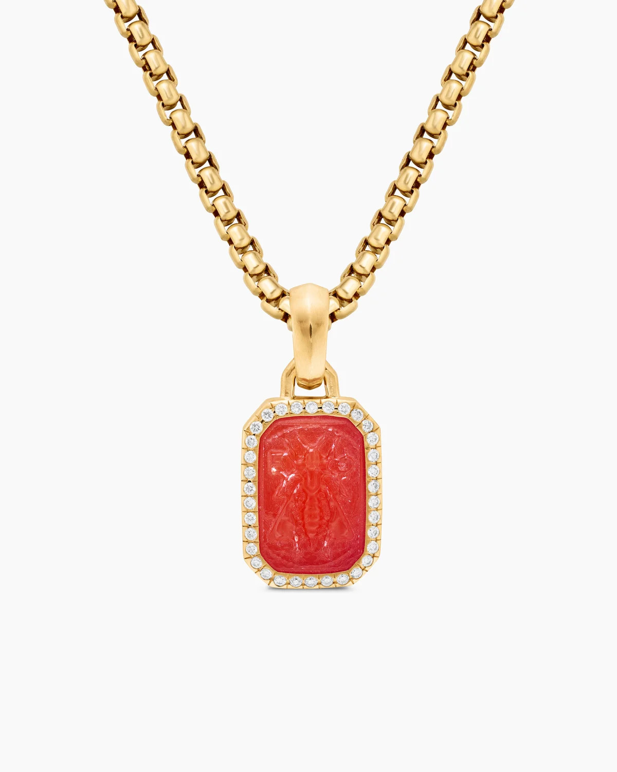David Yurman | Petrvs® Petite Bee Amulet in 18K Yellow Gold with Carnelian, 12.8mm | David Yurman