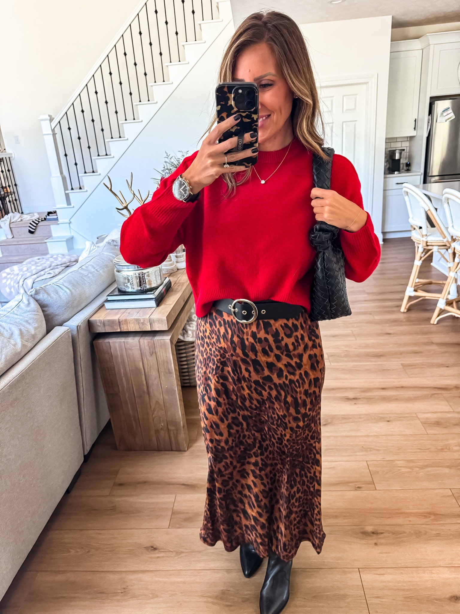 Leopard skirt size medium
Red sweater size Medium 

#LTKWorkwear #LTKFindsUnder50 #LTKOver40