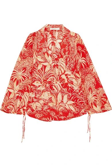 RIXO London - Printed Silk Crepe De Chine Blouse - Red | NET-A-PORTER (US)