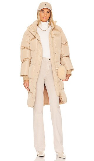 Sienna Longline Puffer Jacket in Caramel | Revolve Clothing (Global)