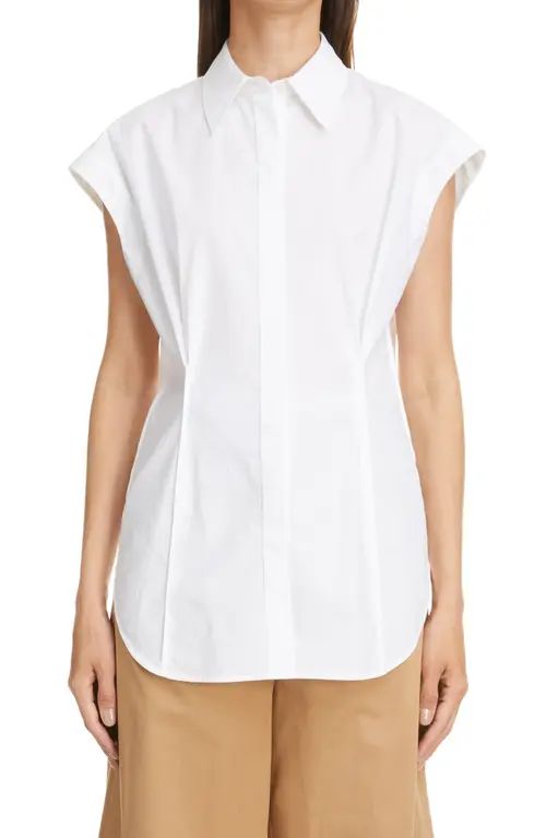 Acne Studios Sanja Fitted Cotton Poplin Shirt in White at Nordstrom, Size 4 Us | Nordstrom