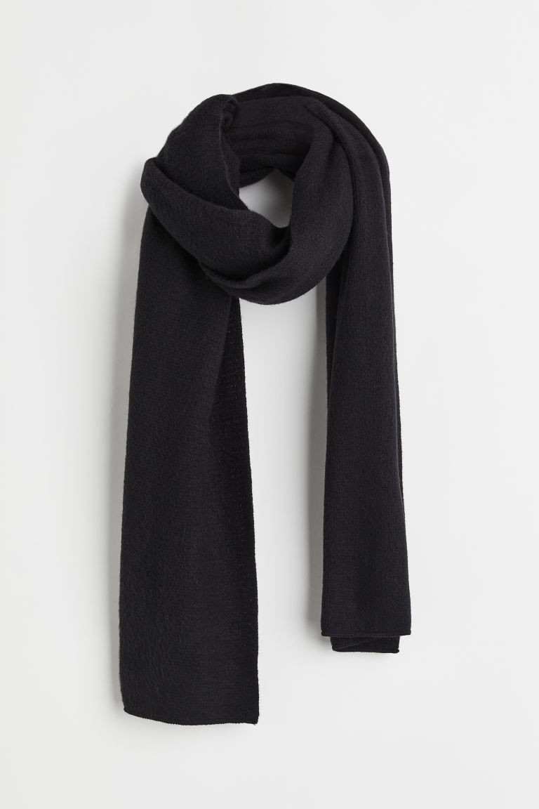 H & M - Fine-knit Scarf - Black | H&M (US + CA)
