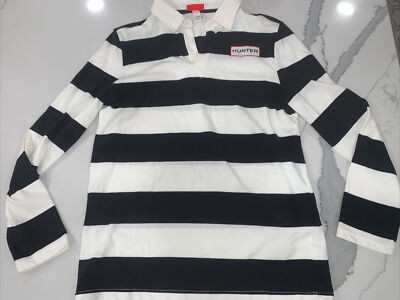 Hunter For Target Boys' Striped Polo Rugby Long Sleeve Shirt White Black L 12/14 | eBay US