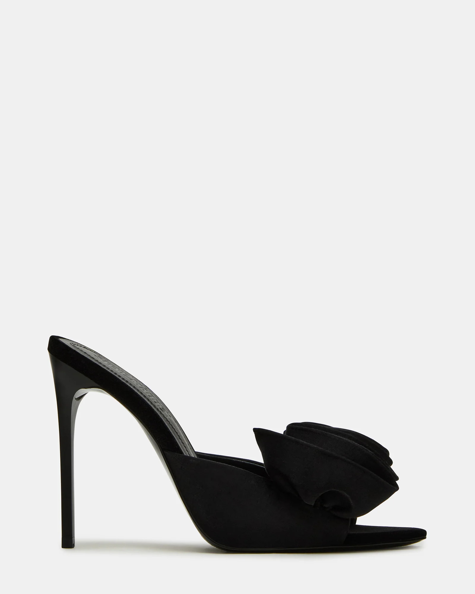 AFFINITY Black Satin Pointed-Toe Stiletto Mule Women's Heel | Steve Madden (US)