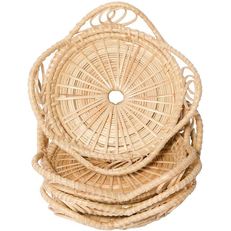 Natural Handmade Woven Bamboo Rattan Coasters for Drinks - Neutral Minimalist Lemonbest Wicker Bo... | Walmart (US)