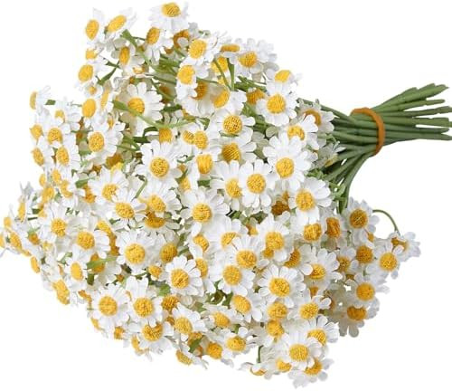 Small White Daisy Flowers Artificial,6 Bouquet/36Pcs 10 Inch Fake Daisies,Cute Spring Wildflowers... | Amazon (US)