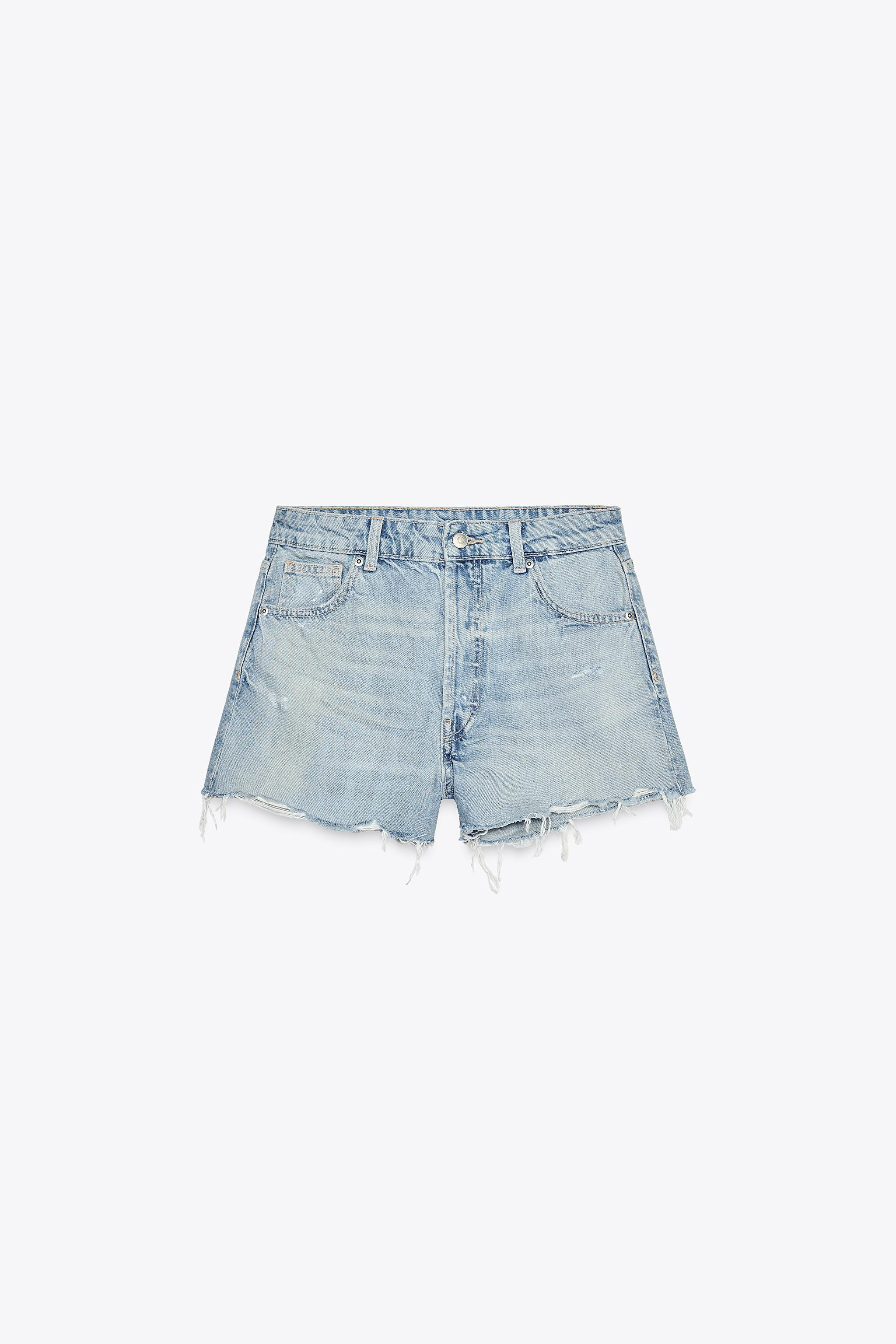 TRF CROPPED BAGGY LOW RISE DENIM SHORTS | Zara US