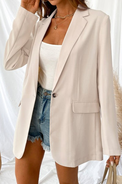Say So Notched Button-Front Long Sleeve Blazer | Cupshe US