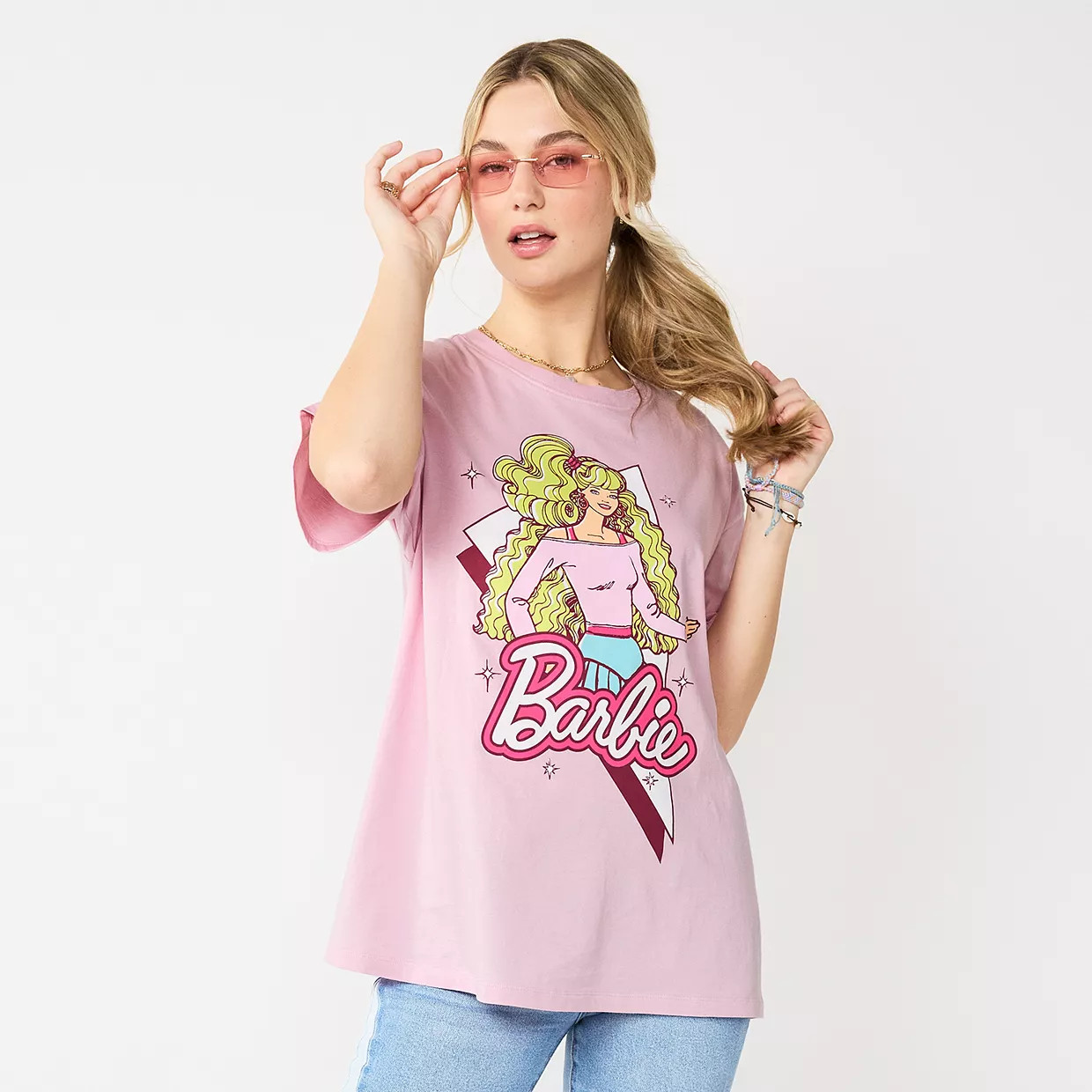 Juniors' Oversized Barbie Short Sleeve Graphic Tee | Kohl's