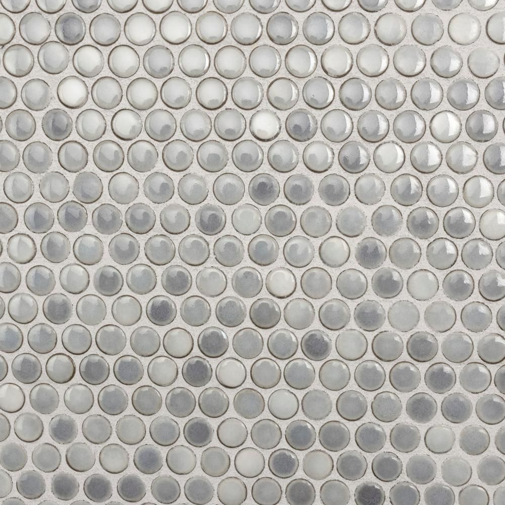 Hudson Penny Round Grey Eye 12 in. x 12 in. Porcelain Mosaic Tile (10.74 sq. ft. / Case) | The Home Depot