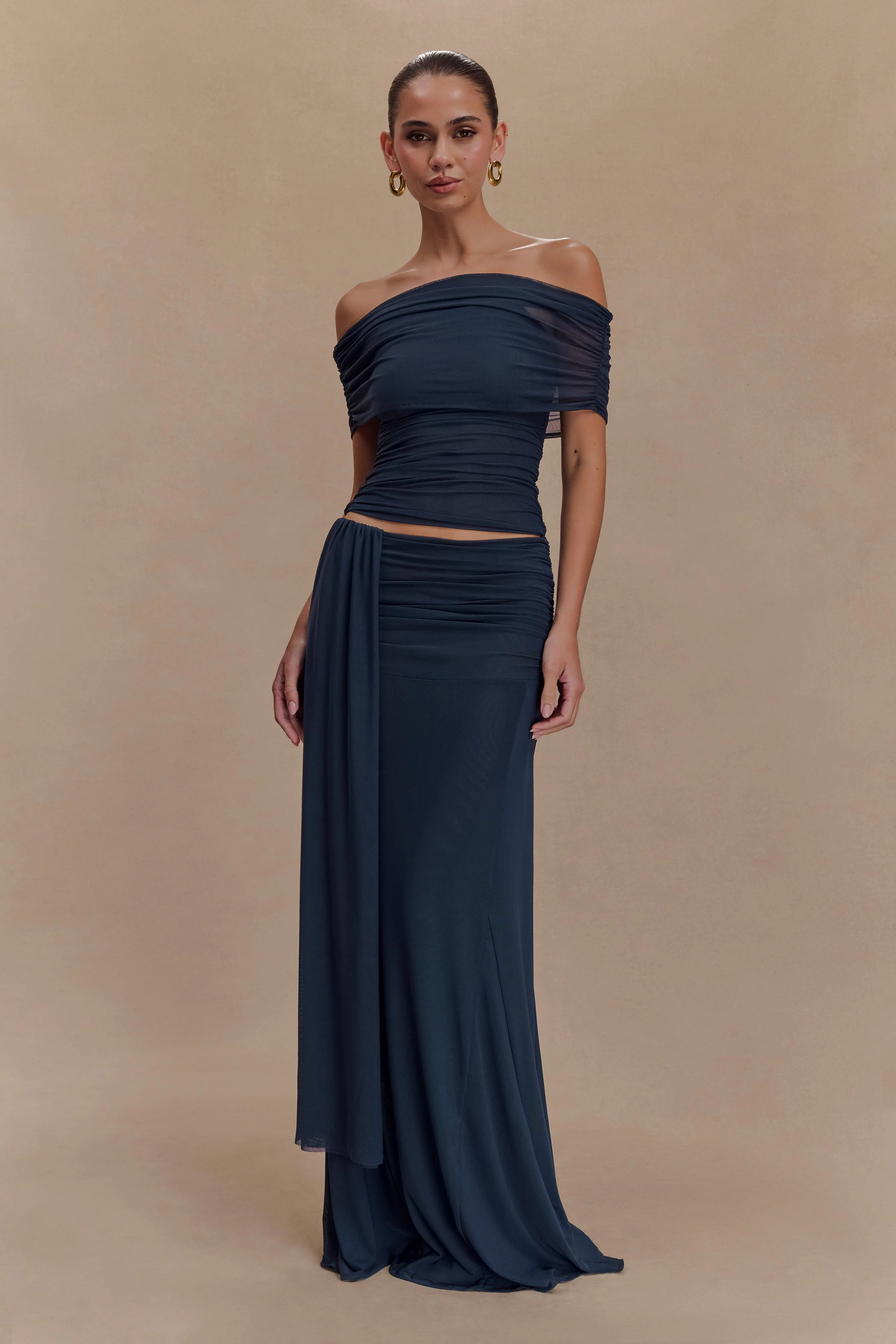 Arna Mesh Maxi Skirt - Midnight Blue | MESHKI US