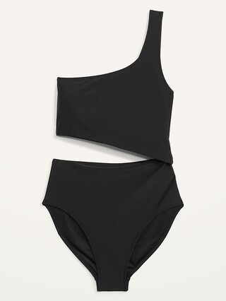 One-Shoulder Side-Cutout One-Piece Swimsuit for Women | Old Navy (US)