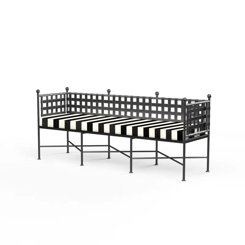 Provence Wrought Iron Outdoor Bench with Sunbrella Cushions | Wayfair North America