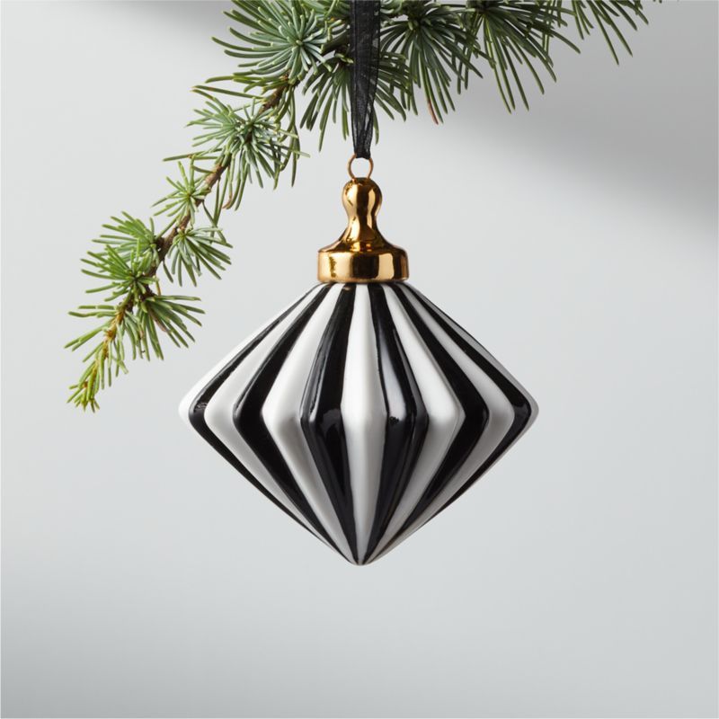 Bordeaux Black and White Glass Christmas Tree Ornament 3.5" + Reviews | CB2 | CB2