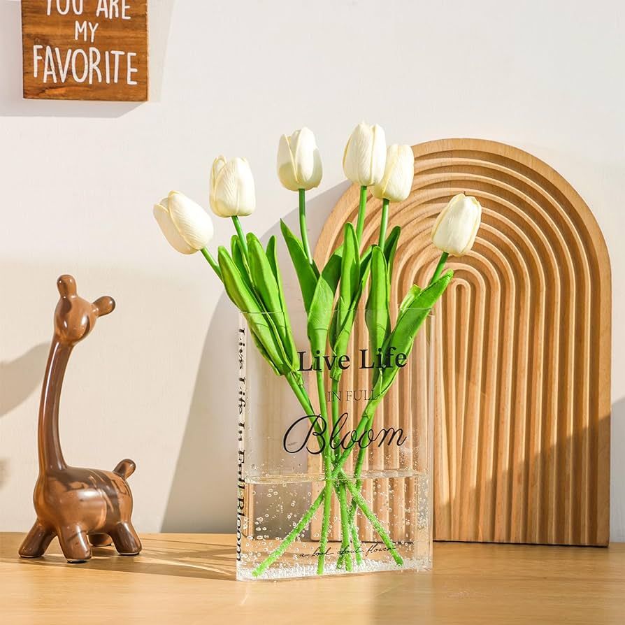 Fixwal Acrylic Book Vase for Home Decor, 6x8 Inches Aesthetic Room Decor, Clear Book Shape Artist... | Amazon (US)