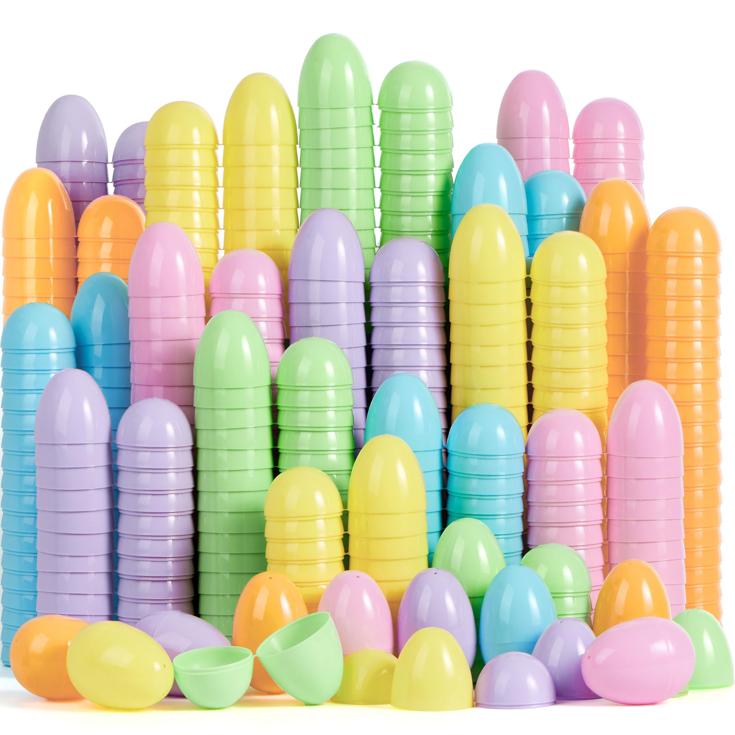 JOYIN 3.15" Pastel Easter Eggs, 100PCS Large Plastic Eggs, Empty Colorful Fillable Eggshells for Easter Hunt, Party Favor, Basket Stuffers Filler, Classroom Prize Supplies | Amazon (US)