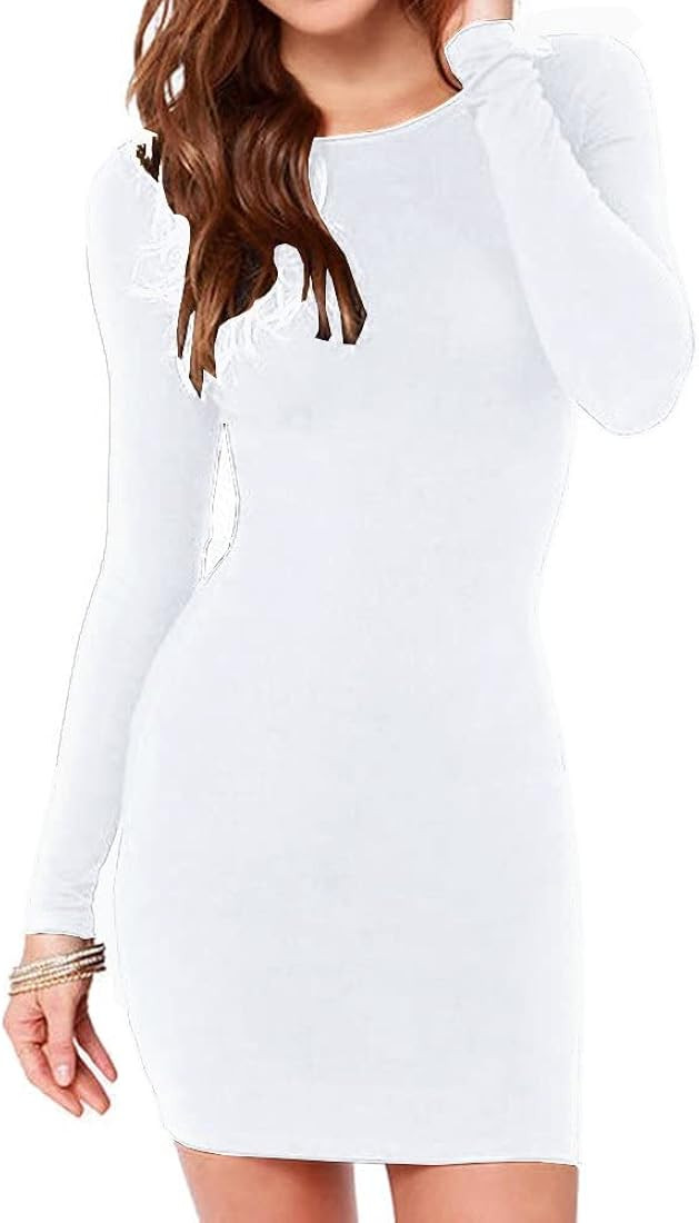 Haola Women's Sexy Casual Long Sleeve Short Dress Mini Dress | Amazon (US)
