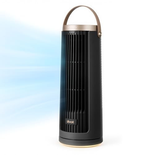LEVOIT Tower Fan for Bedroom, 20dB Portable Fan with 23ft/s, Up to 20-Hour Battery Life, Easy-to-Carry Desk Fan, 5 Speeds 90° Oscillation, DC Motor, Night Light & Timer, Remoter, for Outdoors, Home | Amazon (US)