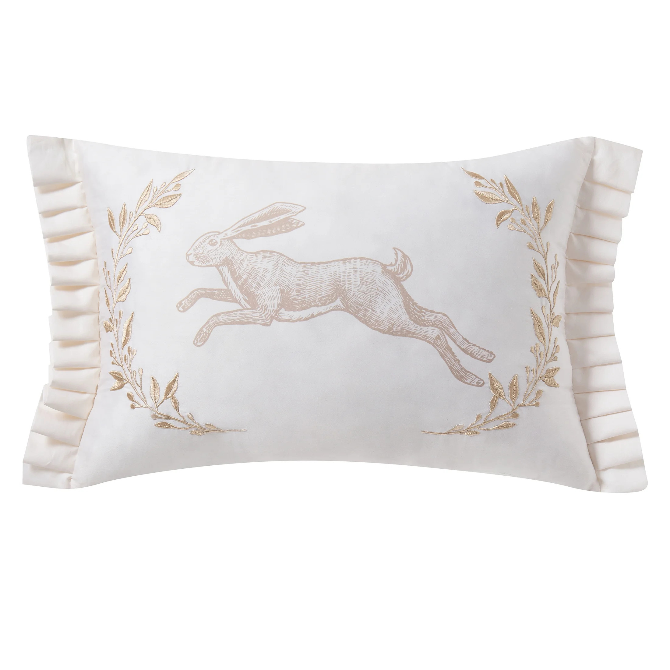 My Texas House 14" x 20" Ivory Pleated Cotton Bunny Decorative Pillow | Walmart (US)