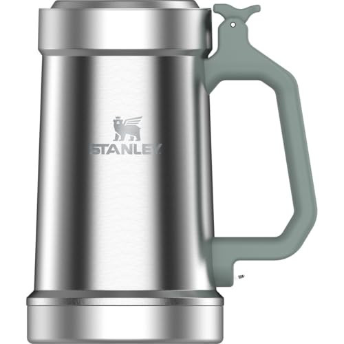 Stanley Classic Bottle Opener Beer Stein 24 oz | Flip Up Lid and Heavy Duty Handle with Built In Bottle Opener | Insulated Stainless Steel Beer Mug | BPA-Free | Stainless Steel Shale | Amazon (US)